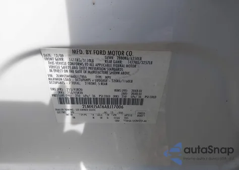 2010 Lincoln Mkt Ecoboost from USA, damaged, VIN 2LMHJ5AT6ABJ17006